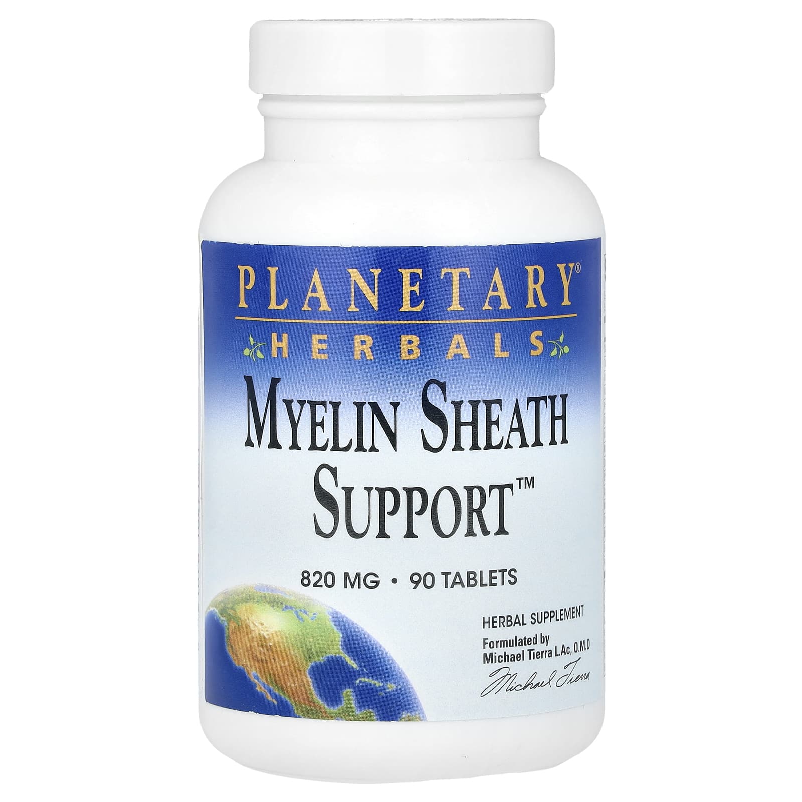 Planetary Herbals, Myelin Sheath Support 820 mg, 90 Tablets UPC 021078104711 | HiLife Vitamins